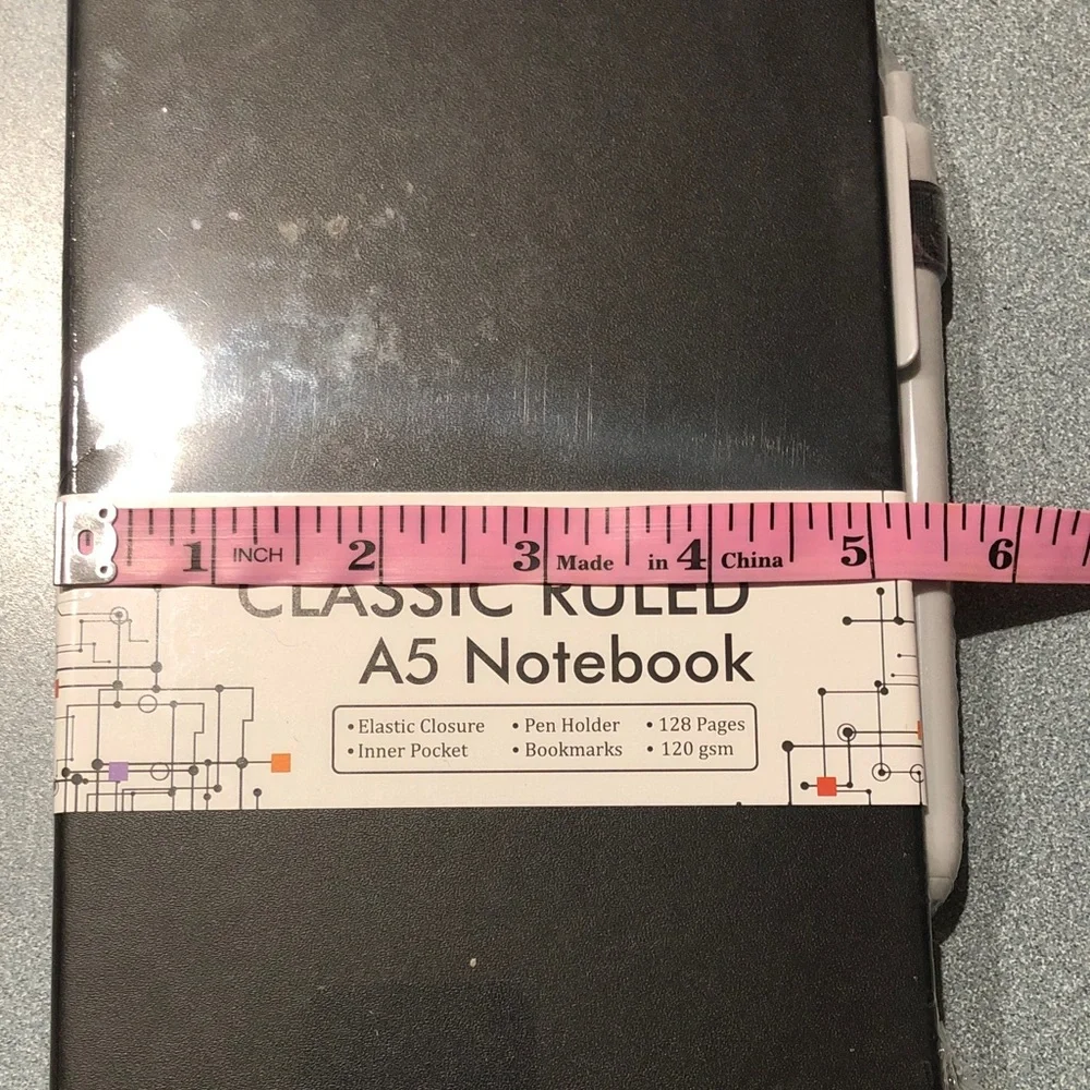 Classic Ruled A5 Notebook with Pen Holder - Black